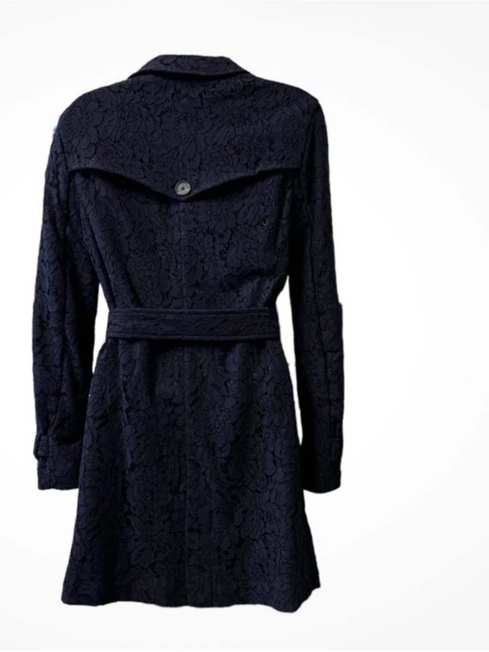NWT Cupcakes and Cashmere Aldean Lace Trench Coat Dark Blue Women XS $178 - Picture 5 of 9